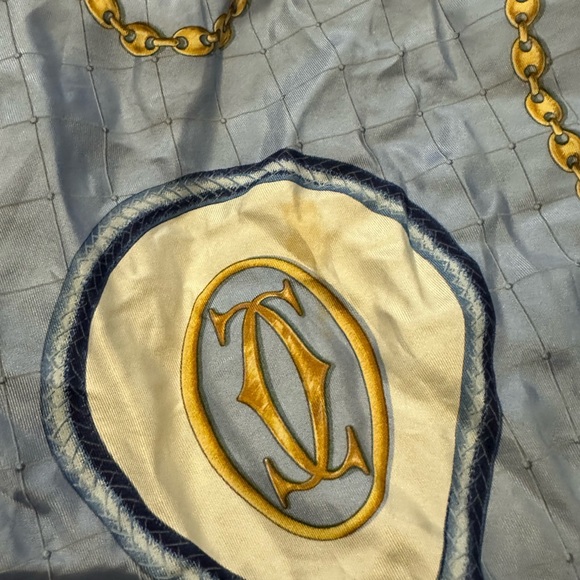 Cartier Blue and Gold Silk Scarf - Picture 5 of 5